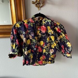 Marissa Webb floral printed puff sleeve top size 0